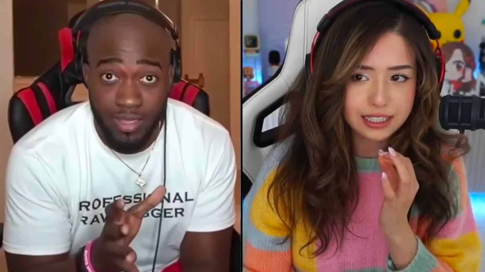JiDion side by side with Pokimane talking to cameras