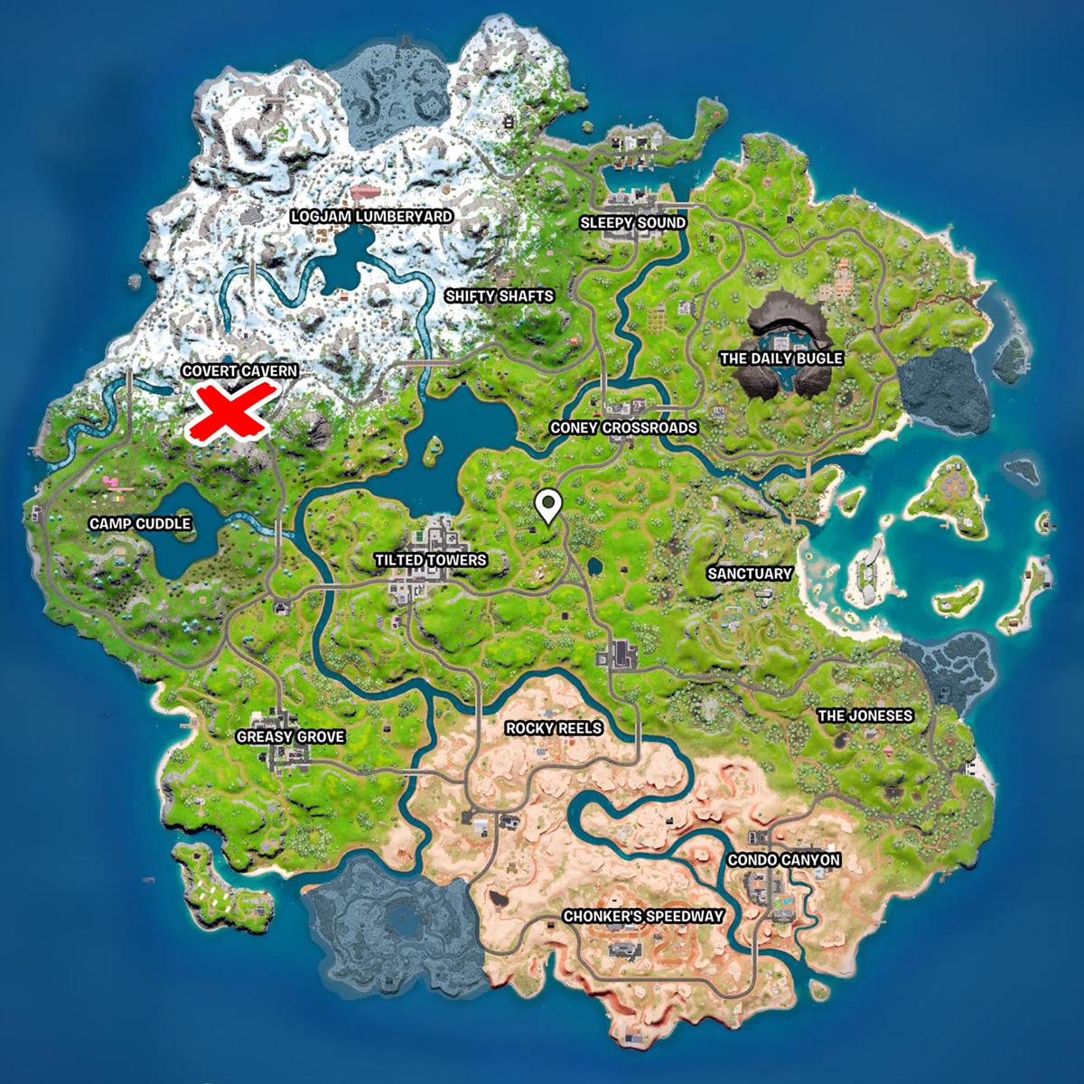 Gunnar's location on the Fortnite map