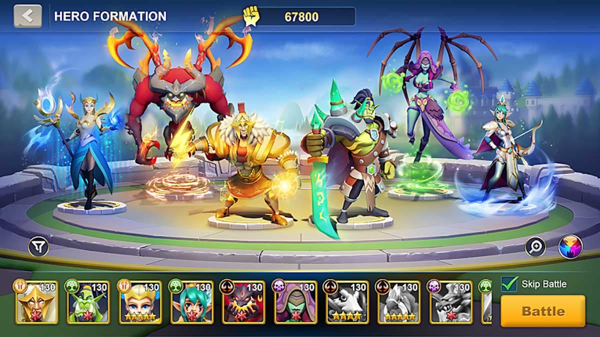An image showing gameplay in Idle Heroes
