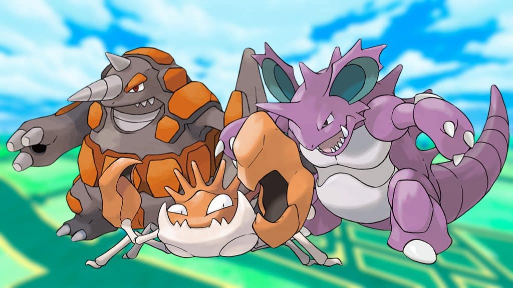 Rhyperior, Kingler, and Nidoking, Giovanni's second Phase