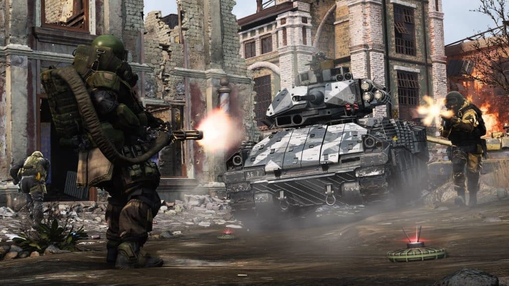 Modern Warfare player shooting tank