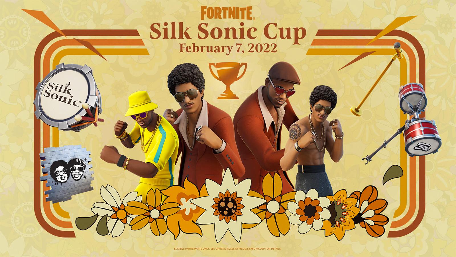 A poster for the Fortnite Silk Sonic Cup