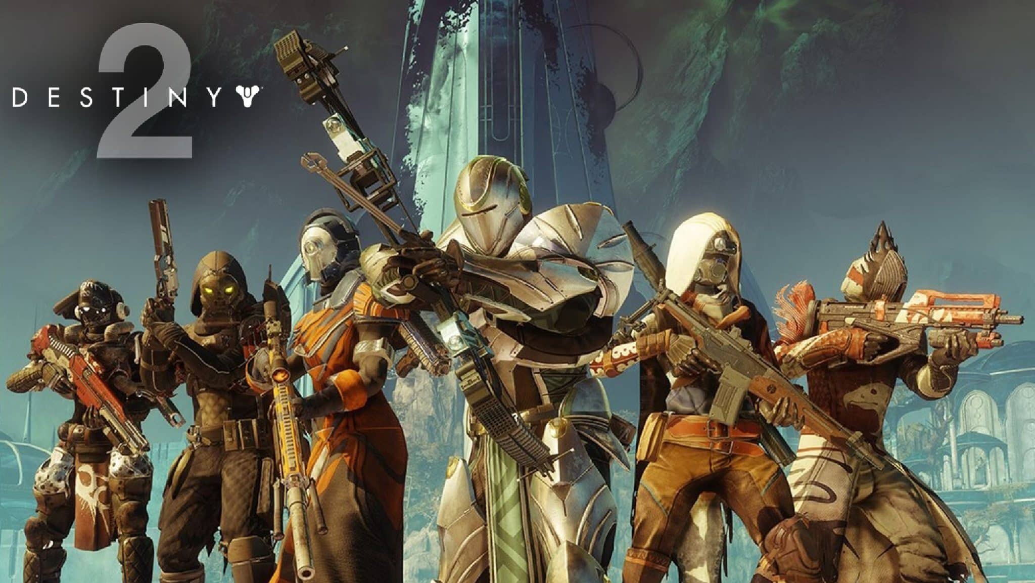 Destiny 2 Guardians with weapons drawn