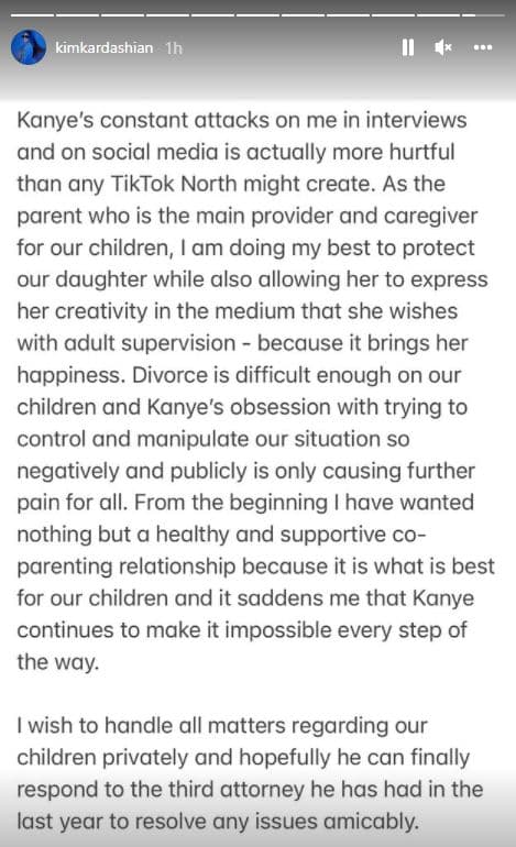 Kim Kardashian responds to kanye 