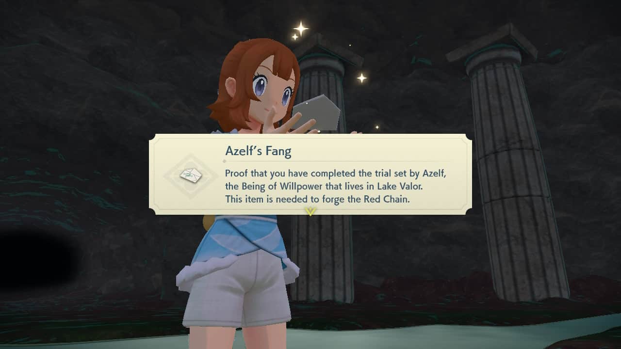 Pokemon Legends Arceus Azelf's fang item screenshot.