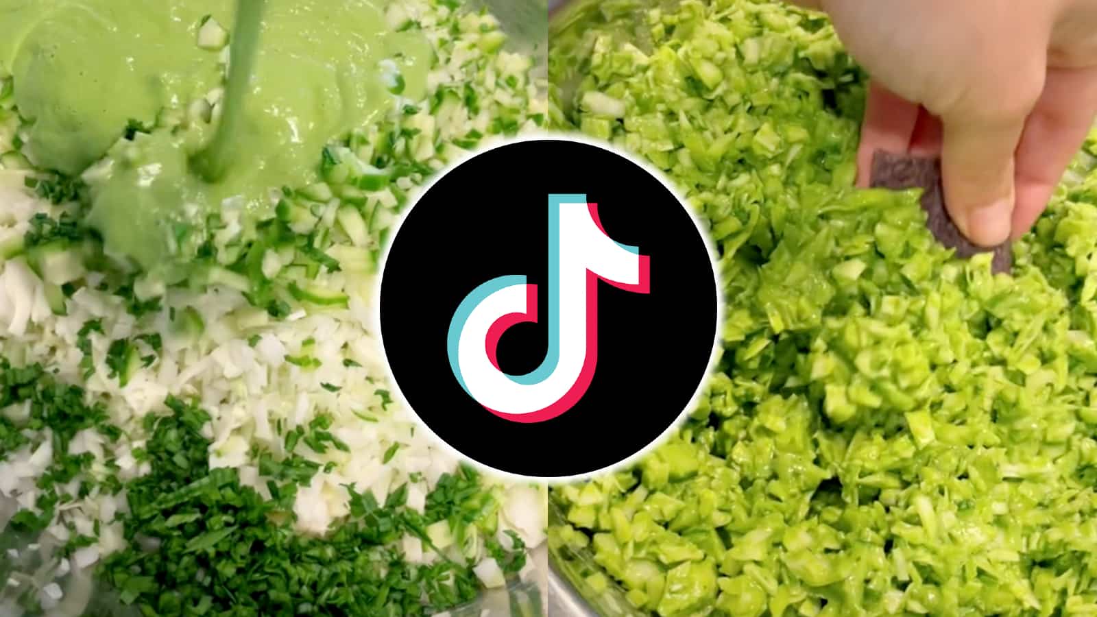 TikTok logo in the middle of a salad