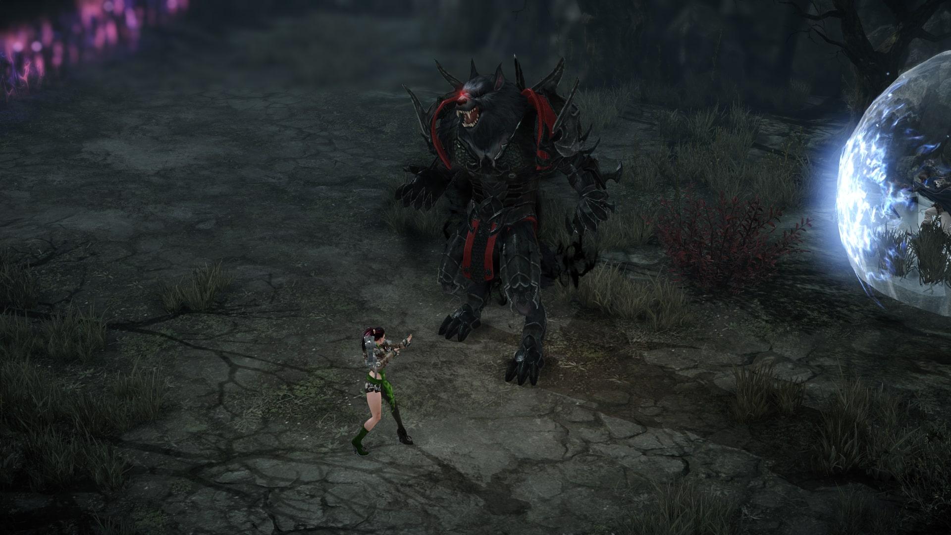 lost ark soulfist fights large wolf monster