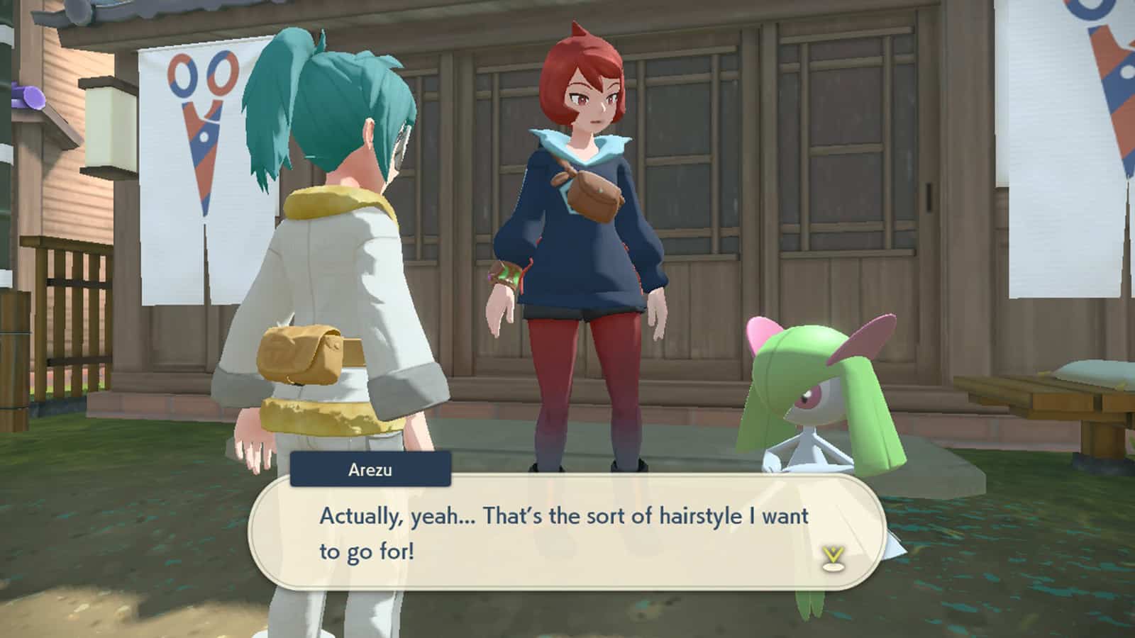A trainer completing the Kirlia sidequest to get new hairstyles in Pokemon Legends Arceus