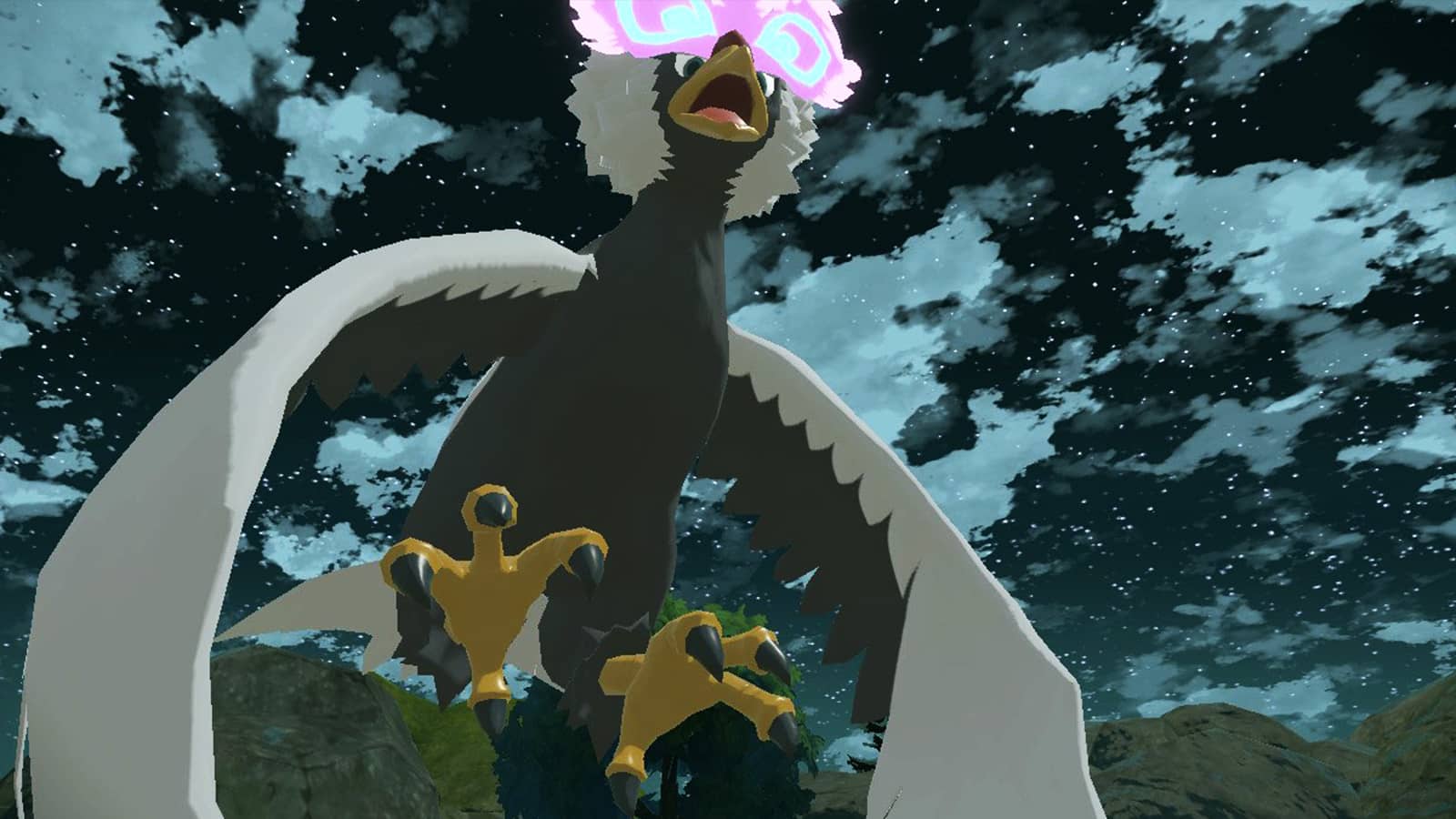 Pokemon Legends Arceus screenshot of player being knocked out by Hisuian Braviary.