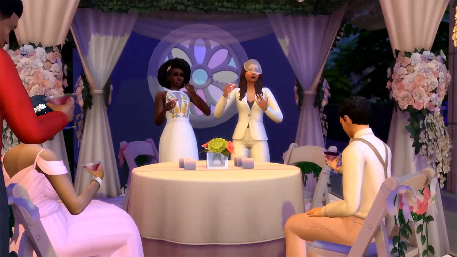 An image of a reception party in The Sims 4 My Wedding Stories