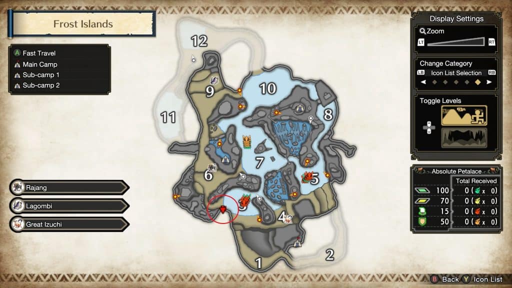 Monster Hunter Rise Frost Islands map