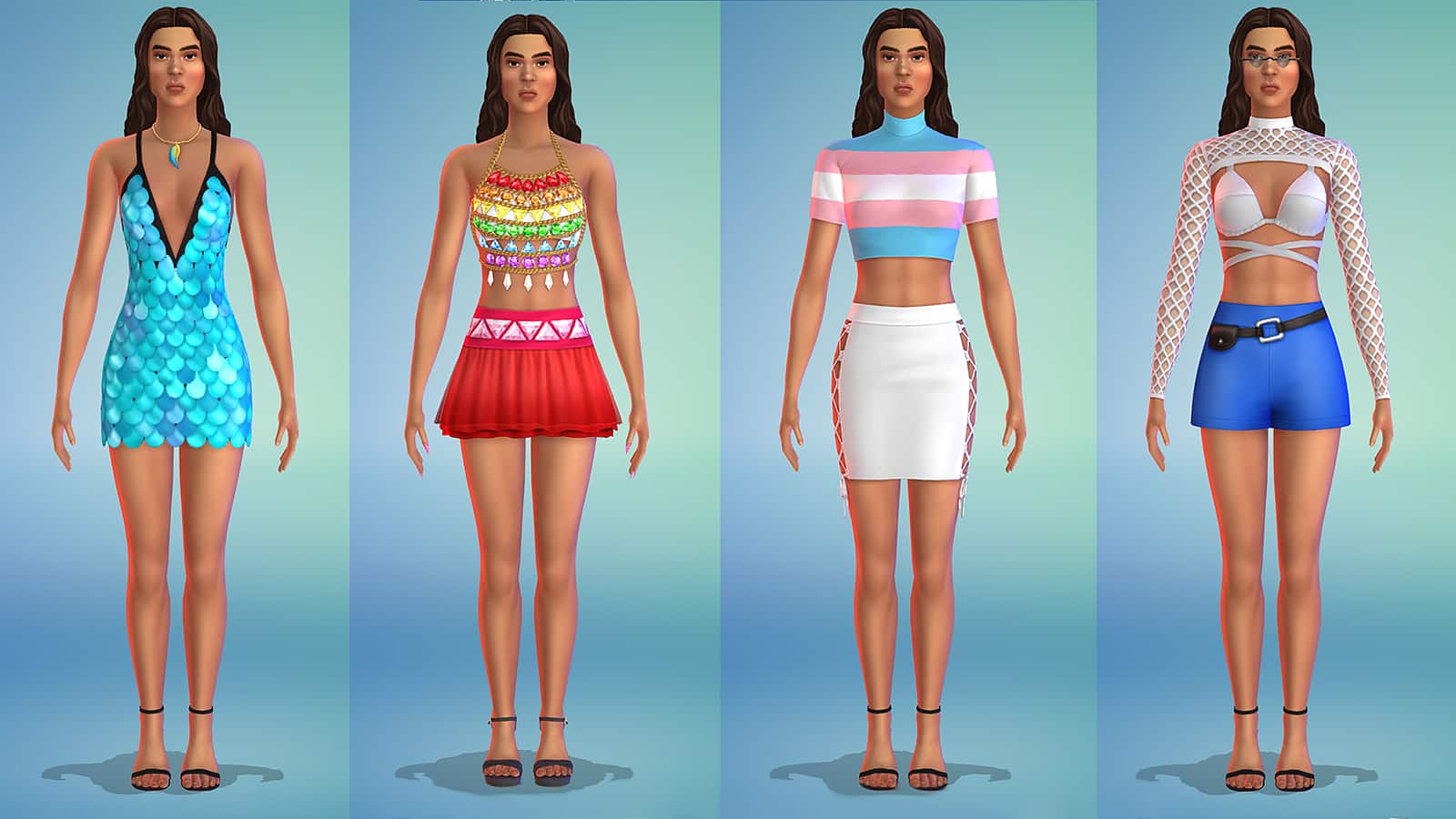 Images of the Feminine framed CAS items in The Sims 4 Carnaval Streetwear Kit