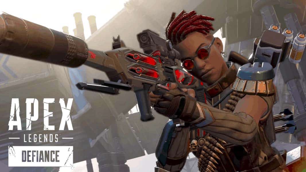Bangalore shooting in Apex Legends with Season 12 logo