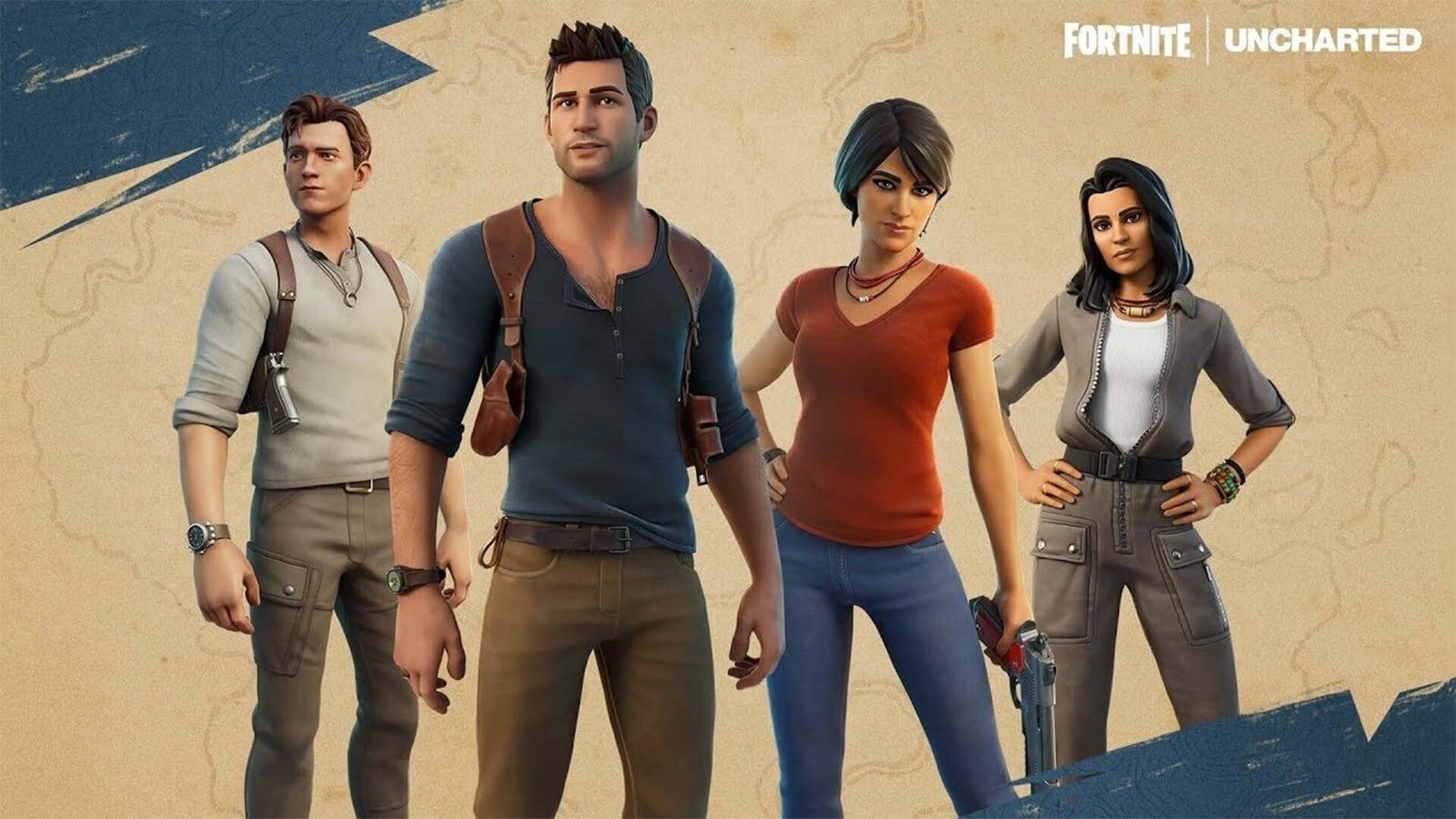The Uncharted crossover skins in Fortnite