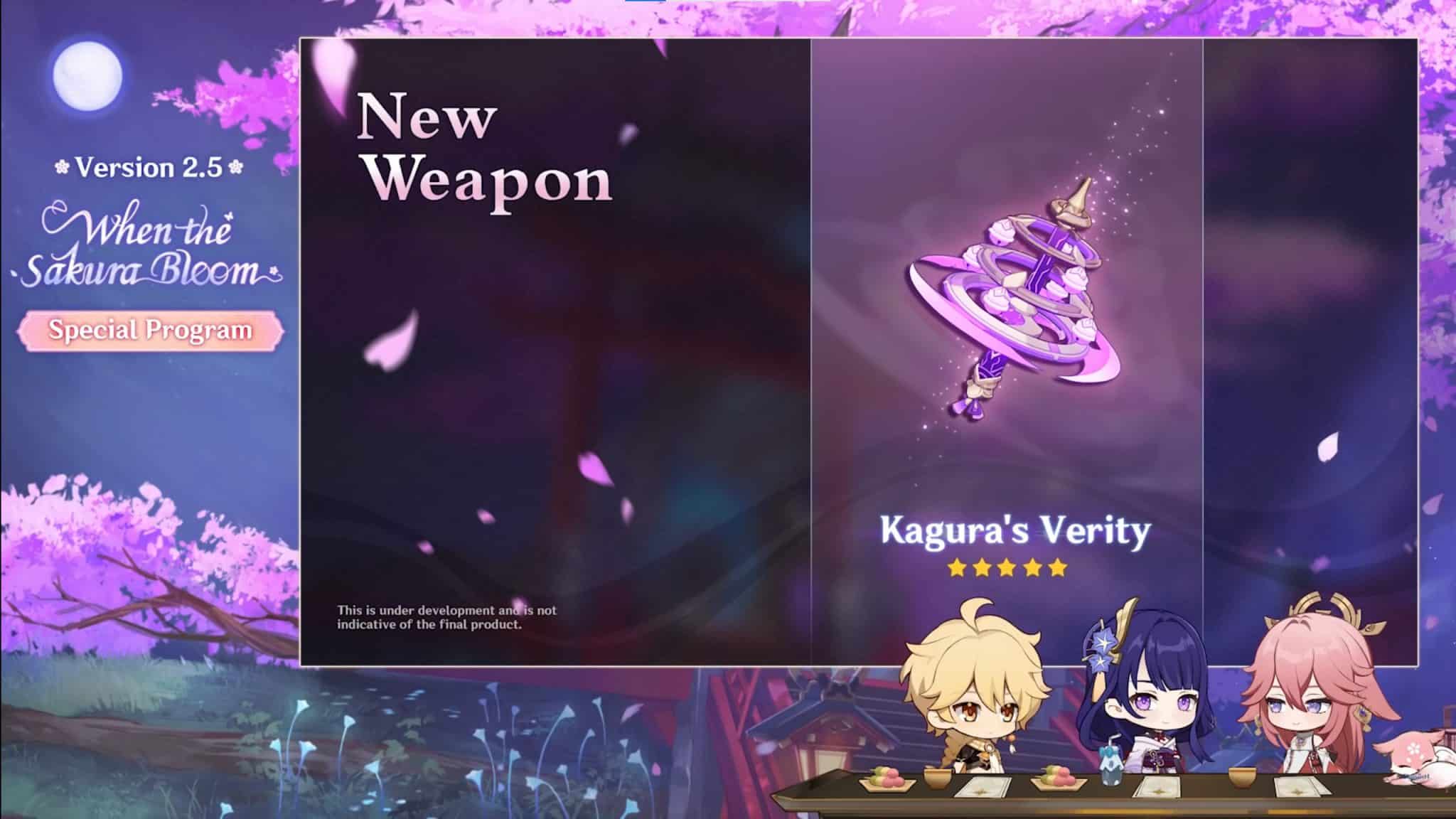 Genshin Impact screenshot of new Kagura's Verity weapon.