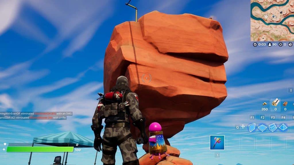 Fortnite player looking at Impossible Rock