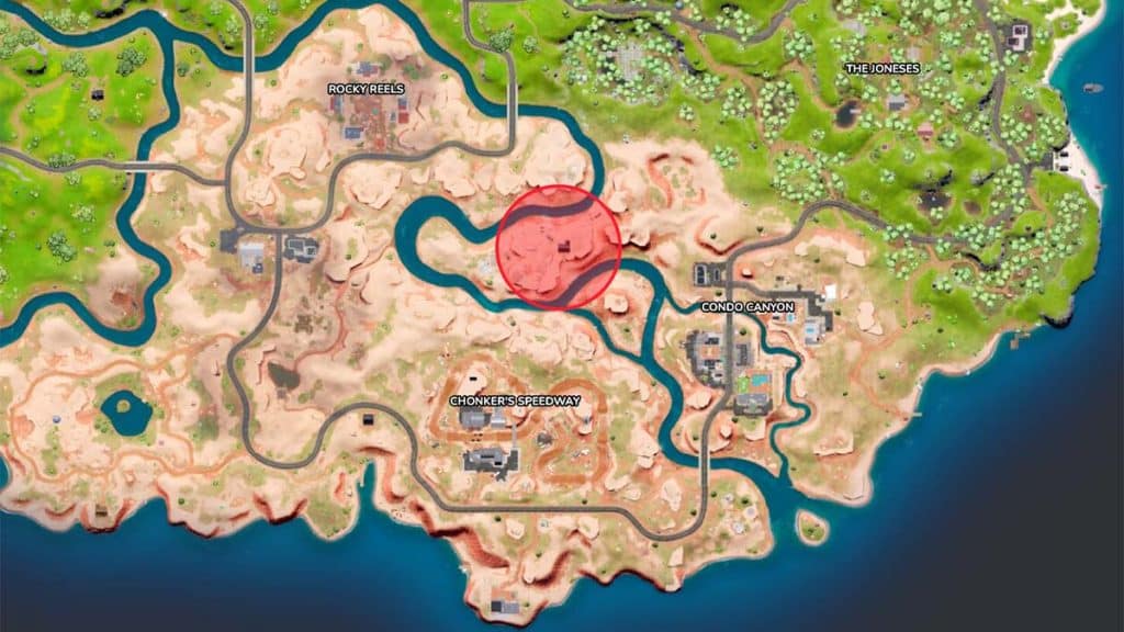 Fortnite Impossible Rock location marked on map