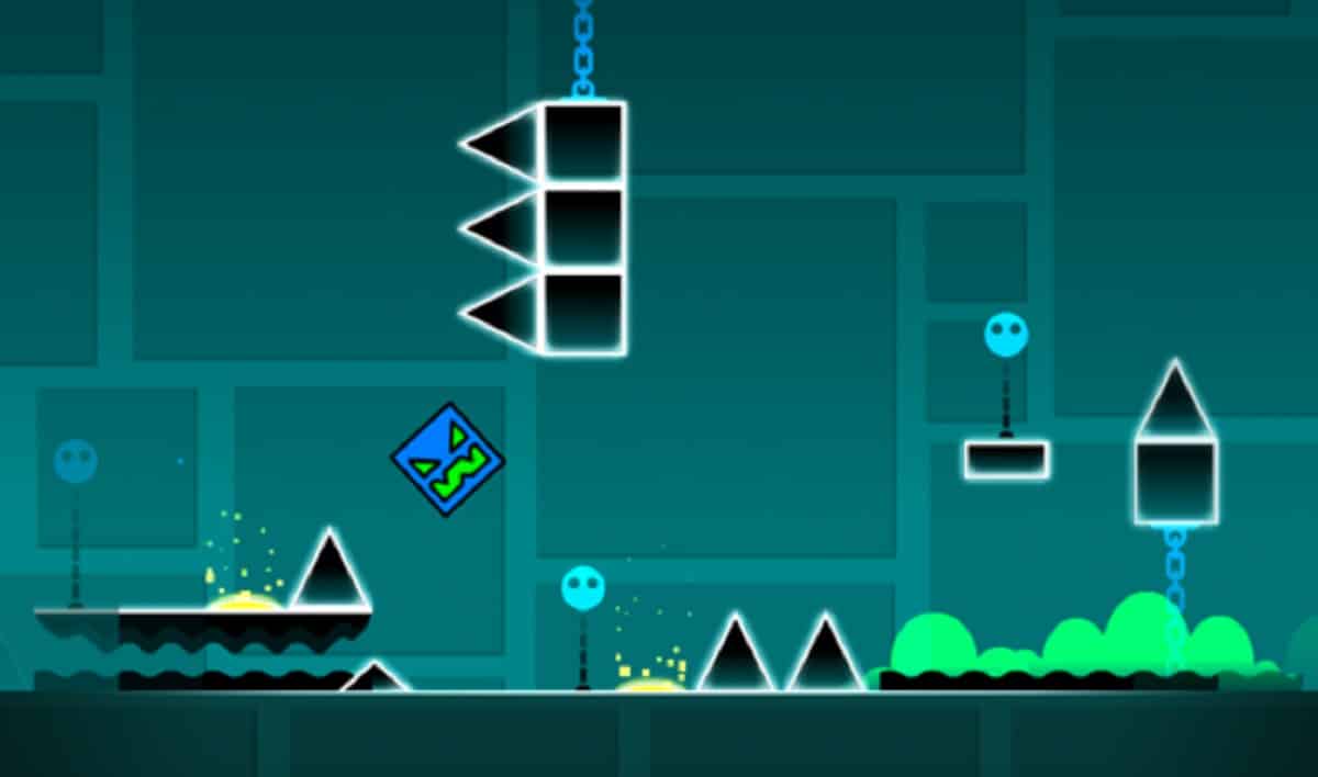 in-game screenshot featuring the gameplay of Geometry Dash