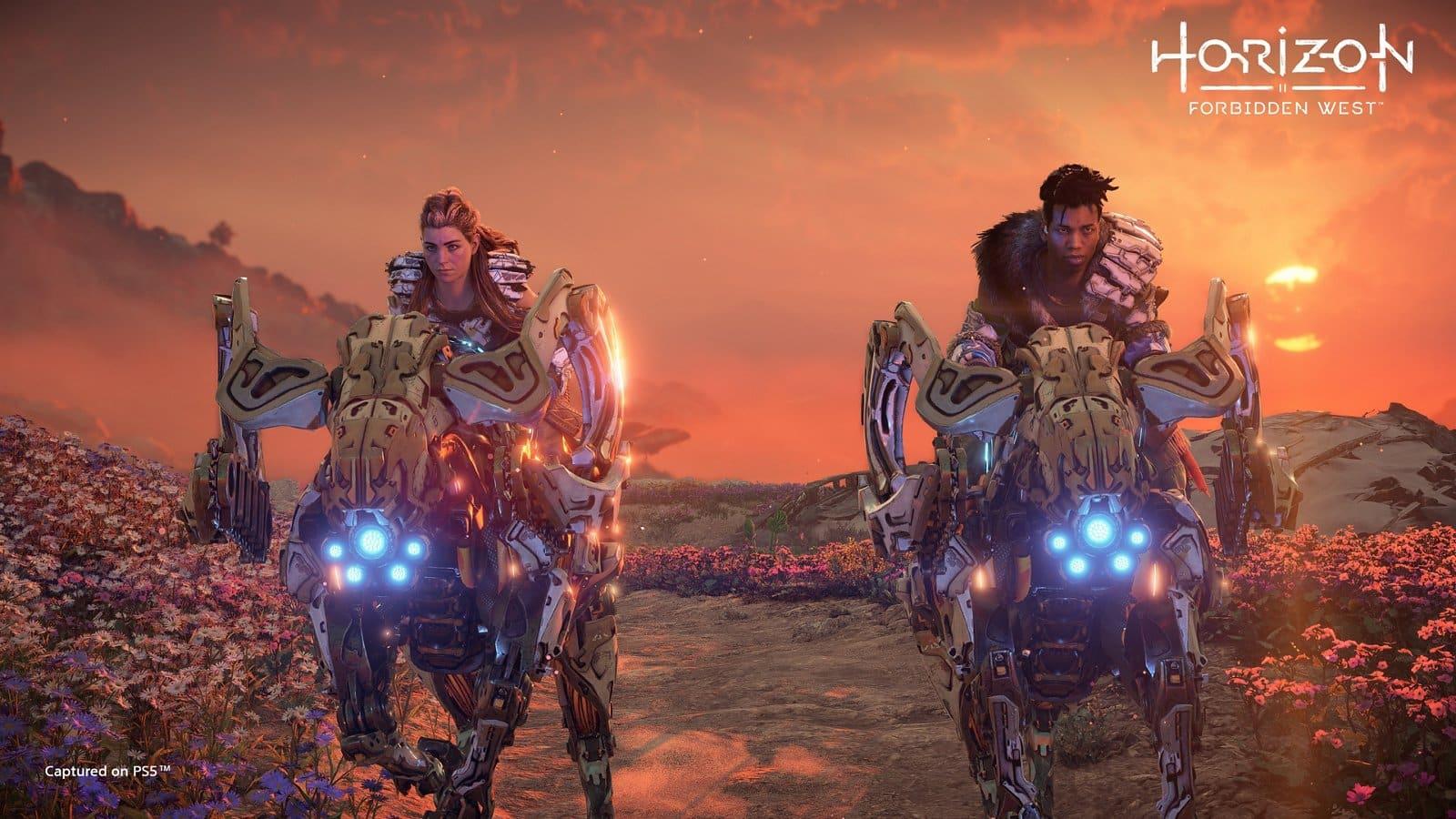 horizon forbidden west aloy on a machine with male character