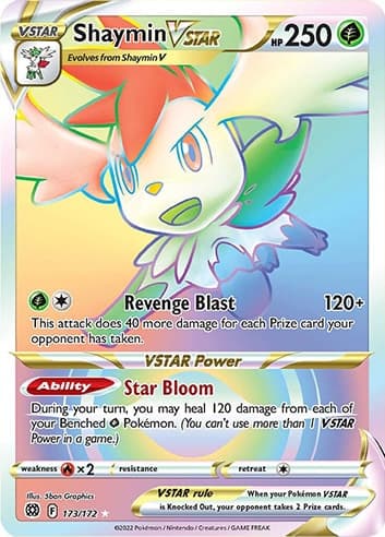 Shaymin VSTAR Rainbow Rare card Pokemon Brilliant Stars.