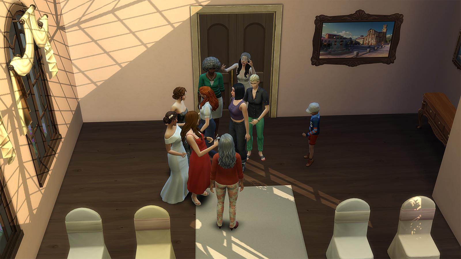 An image of Sims at a Wedding Venue lot in The Sims 4