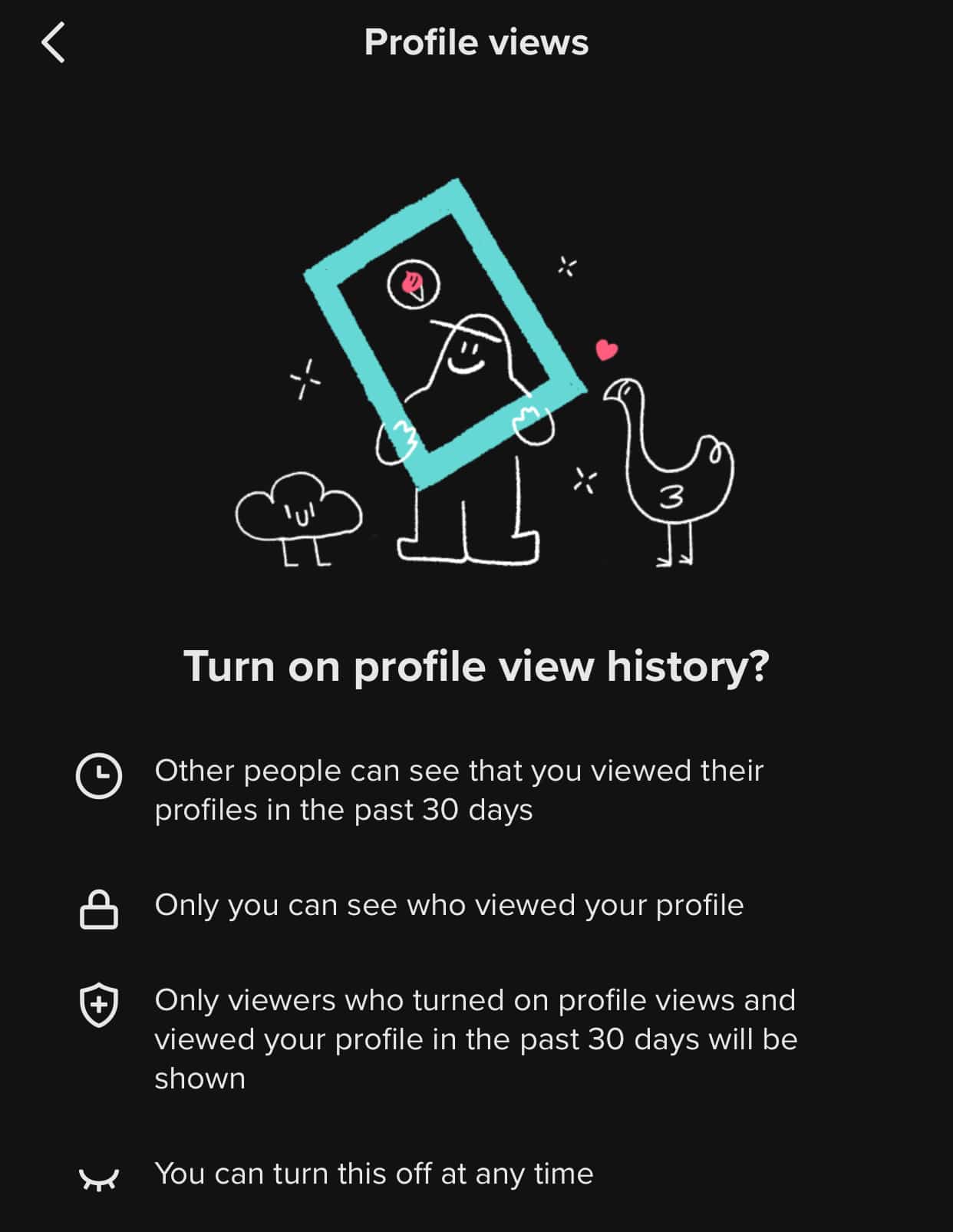 Profile views instructions on TikTok
