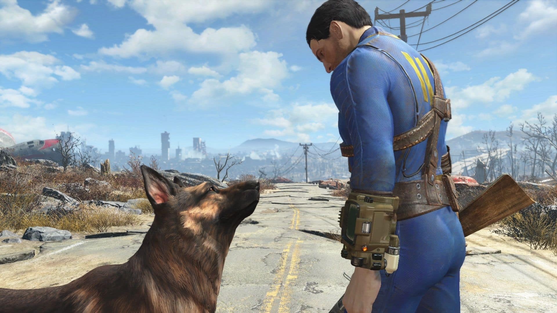 player and dogmeat looking at each other in fallout 4