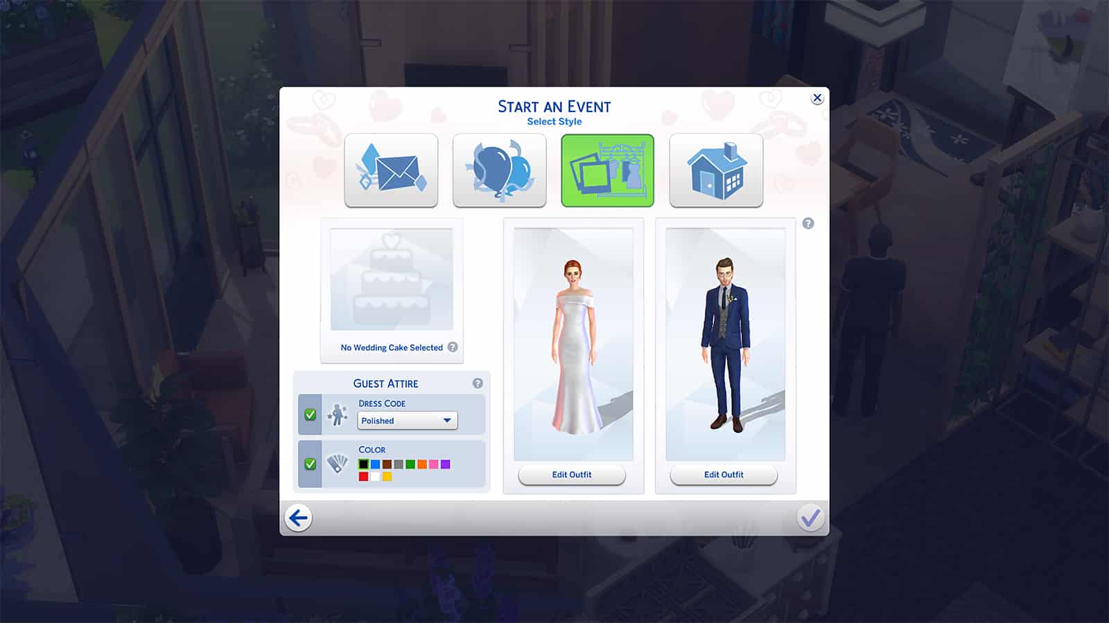 An image of the plan event menu in The Sims 4 My Wedding Stories