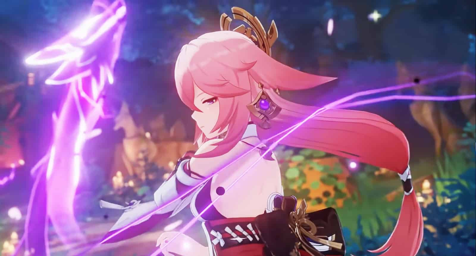 Yae Miko using Elemental Skill Sakura Fox Turret screenshot.