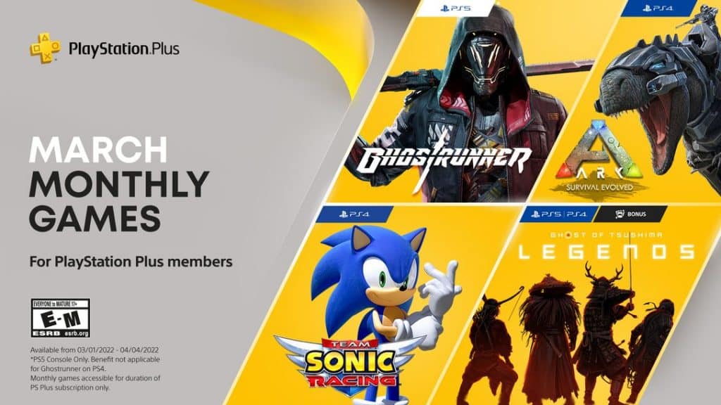 PlayStation Plus March 2022 lineup key art