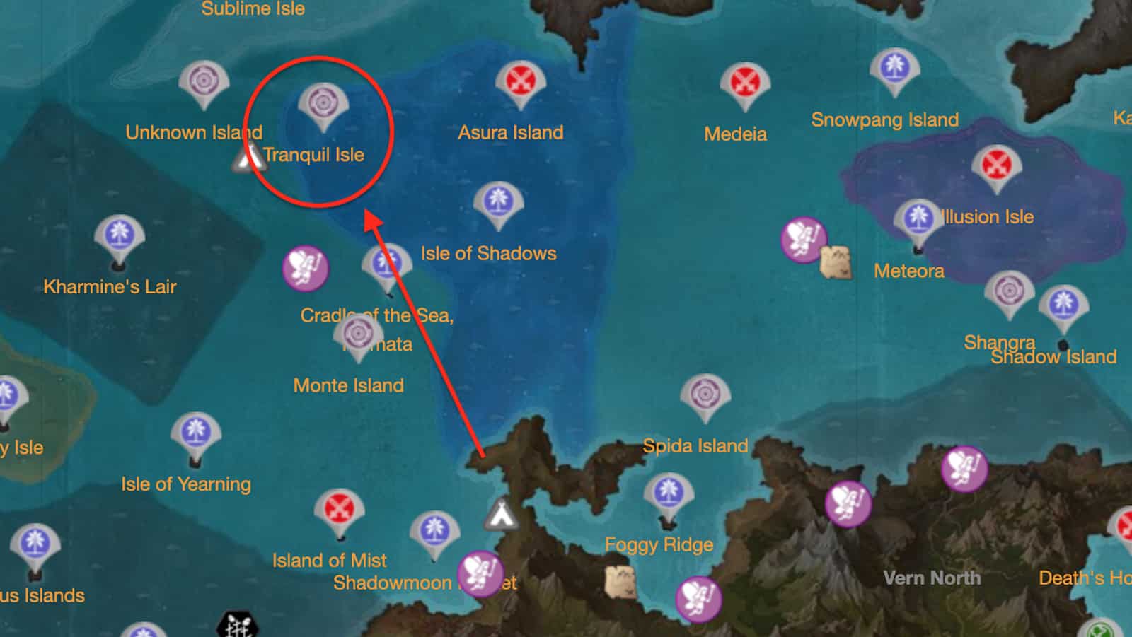 lost ark tranquil isle location on map