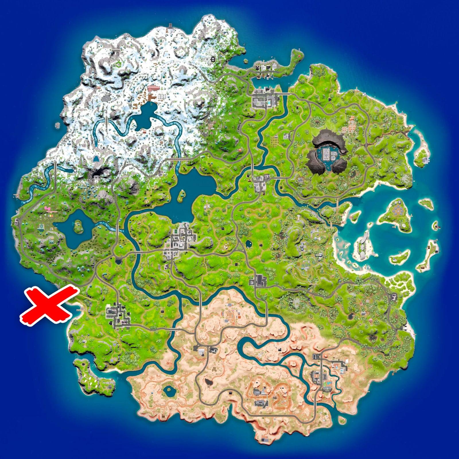 Adrift location marked on the Fortnite Chapter 3 map