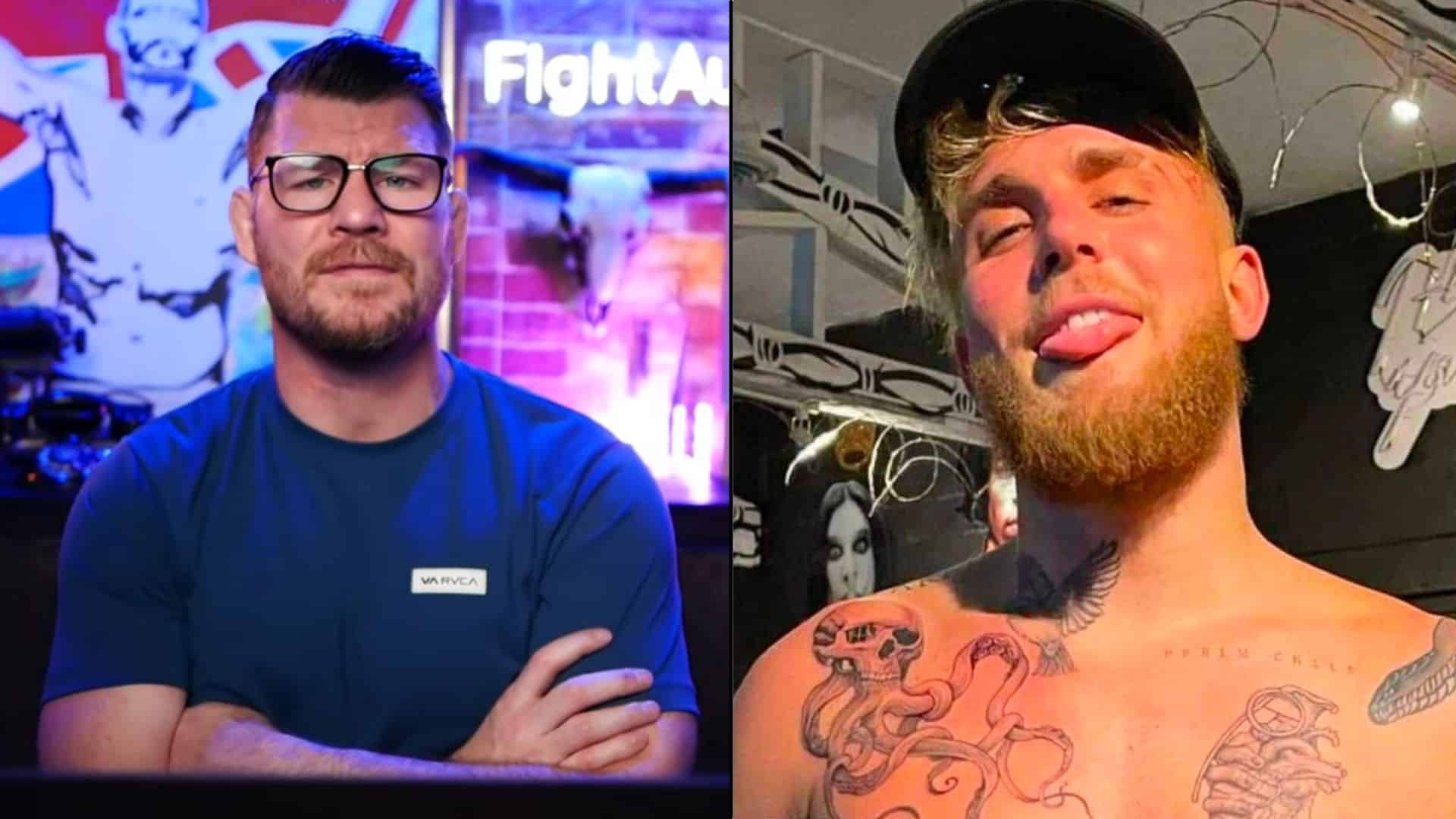 Michael Bisping side-by-side with Jake Paul in gym