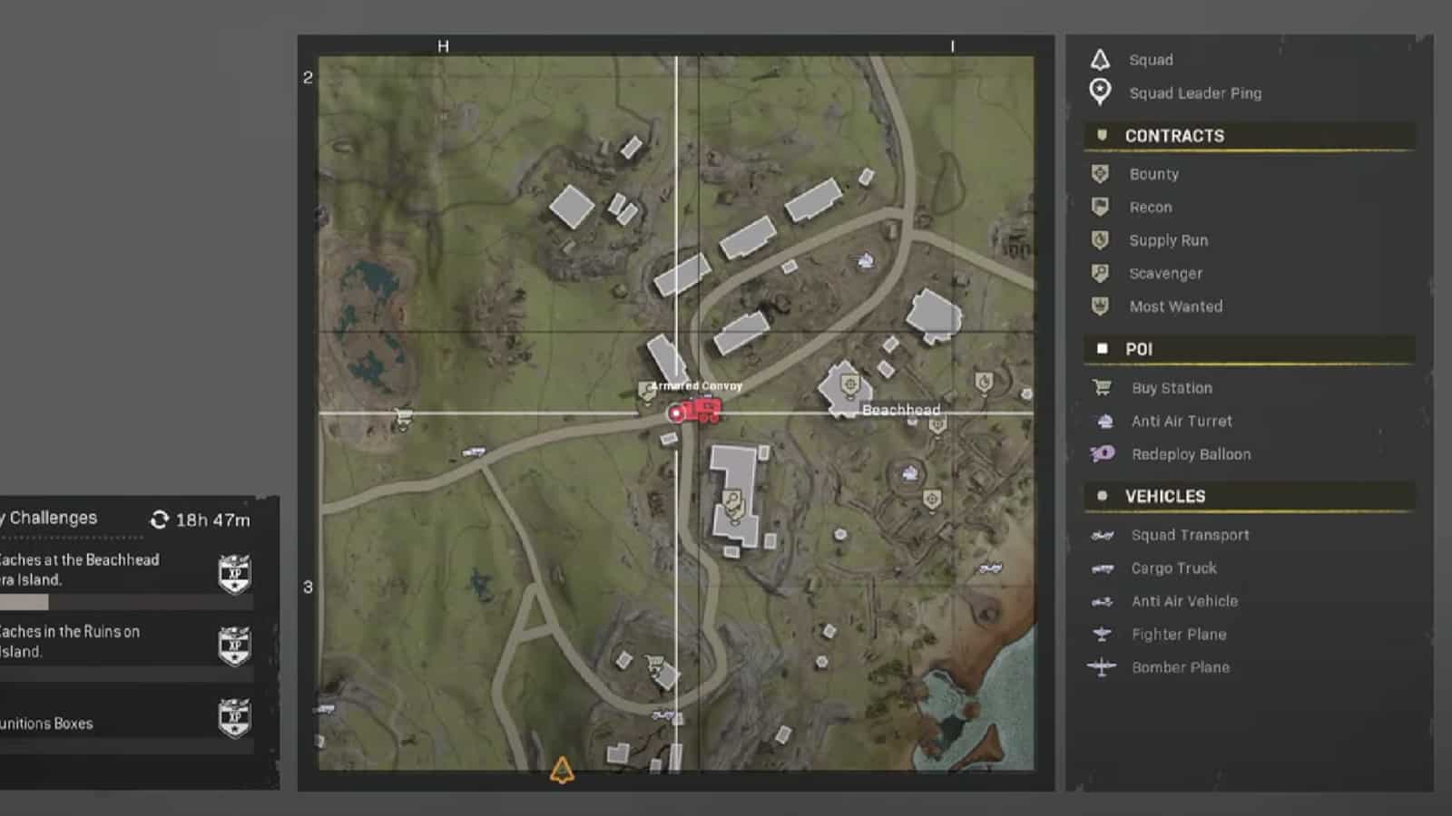 An image of the map in Caldera to find armoured trucks