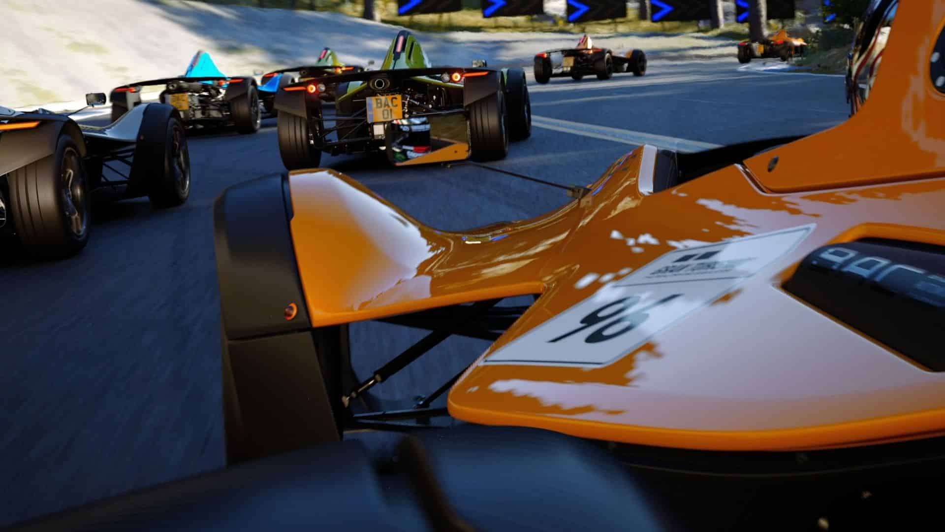 close-up shot of an F1 car