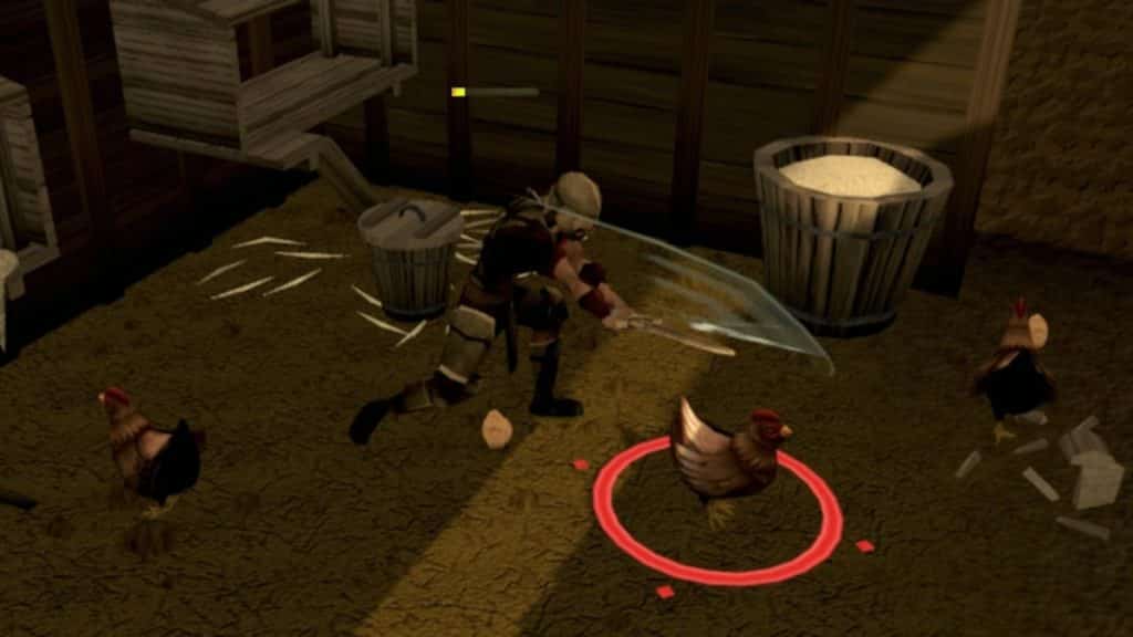 RuneScape player killing chickens