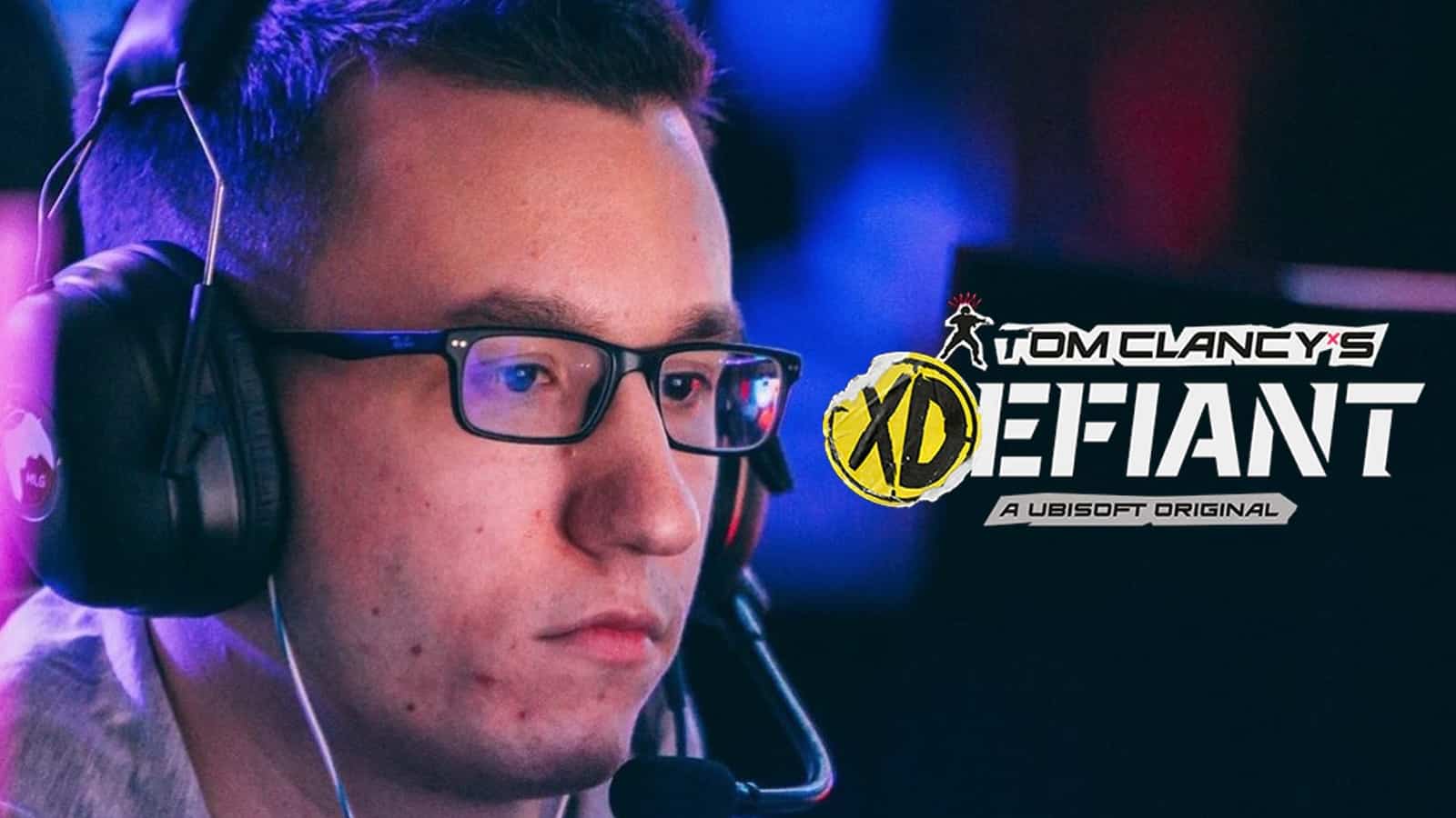 aches playing at MLG LAN with XDefiant logo