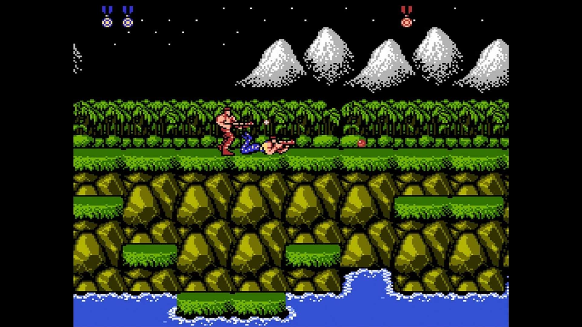 An image of co-op gameplay in Contra, one of the hardest games of all time.