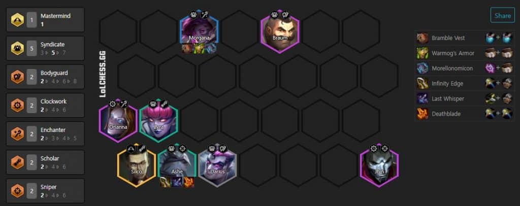 Example ashe reroll board in TFT Set 6.5