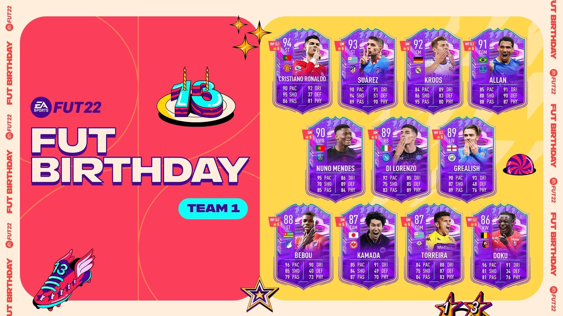FIFA 22 FUT Birthday Team 1 cards