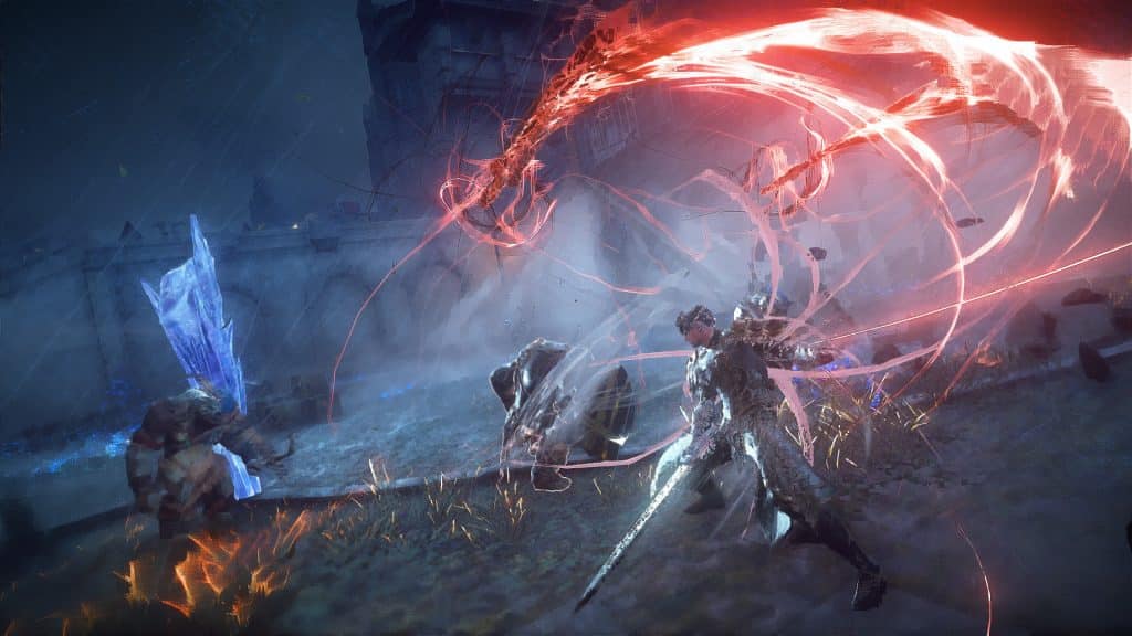 Babylon's Fall screenshot showing players in combat