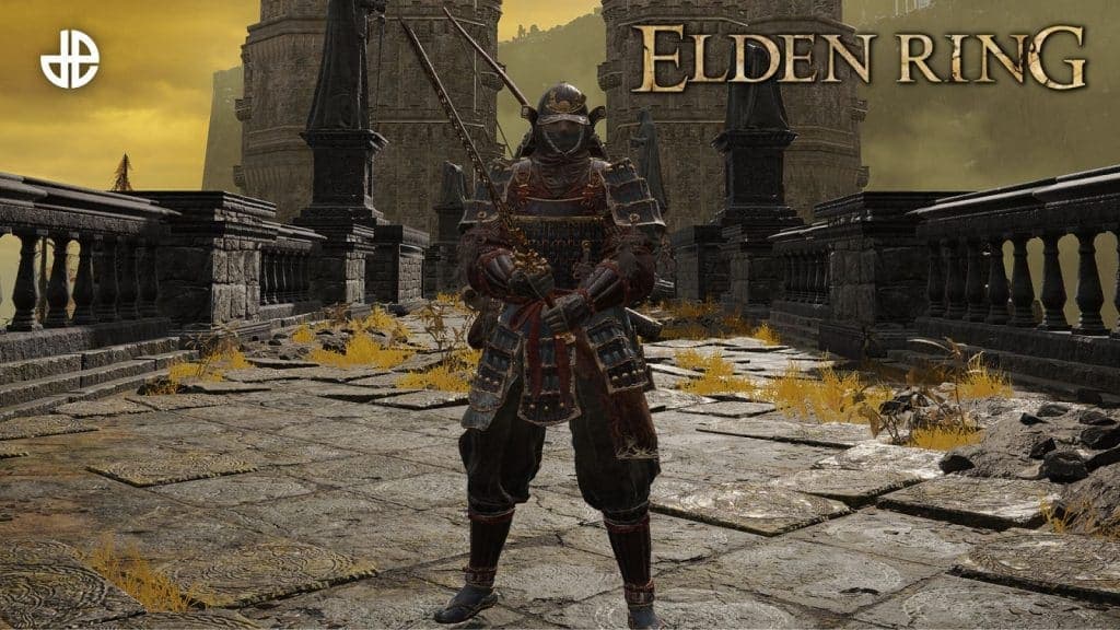 Elden Ring Samurai holding the Sword of Night and Flame