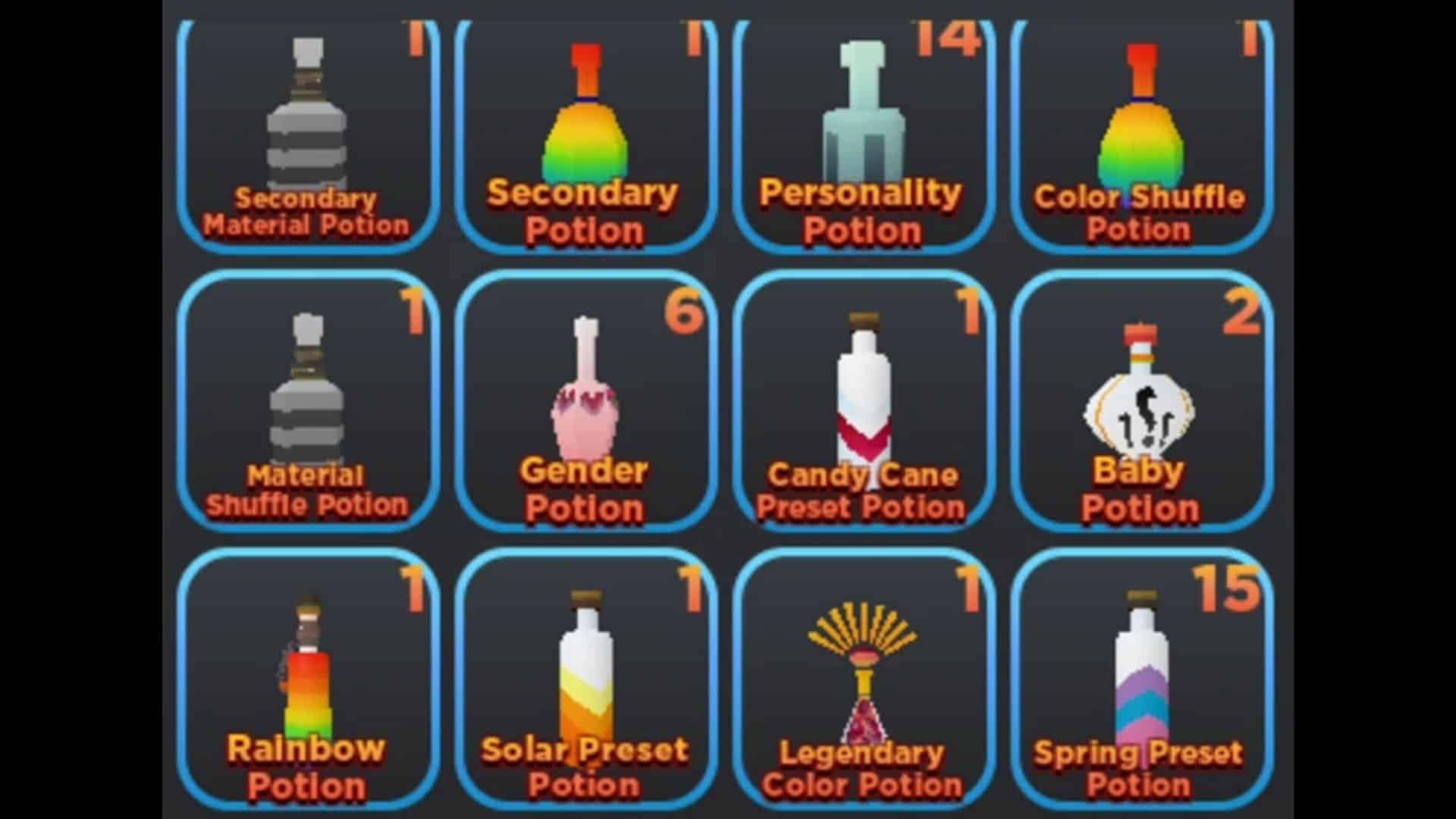 An image of potions in Roblox Dragon Adventures