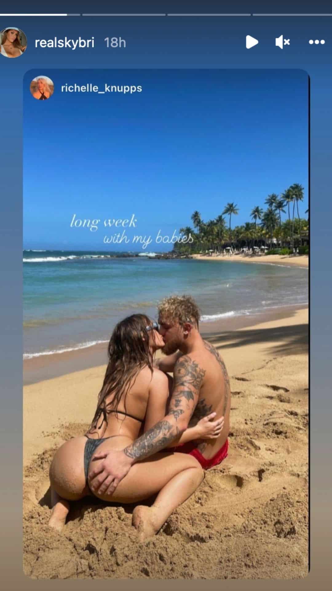 jake paul and onlyfans girl on a beach