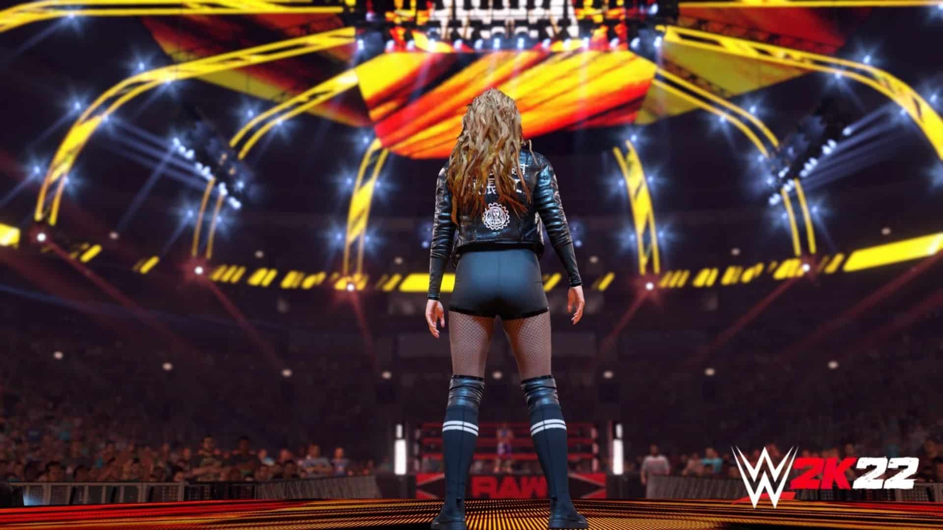 behind view of becky lynch entrance