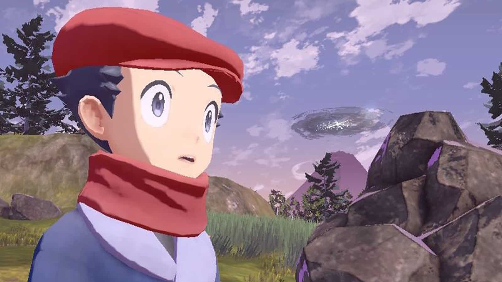Pokemon Legends Arceus protagonist shocked screenshot.