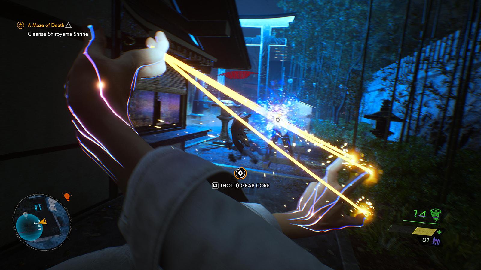 A screenshot of combat in Ghostwire Tokyo