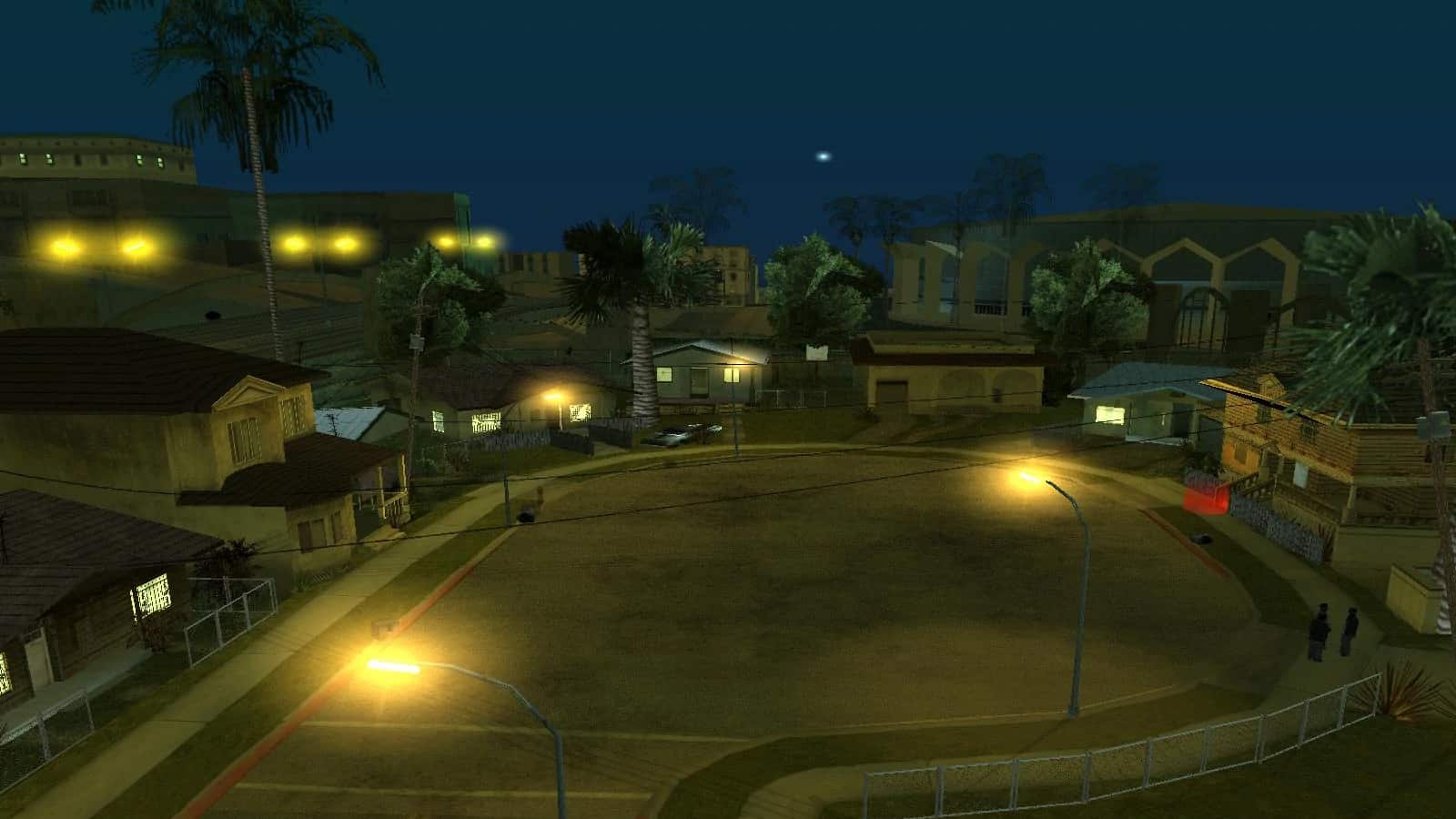 An image of grove street from GTA San Andreas