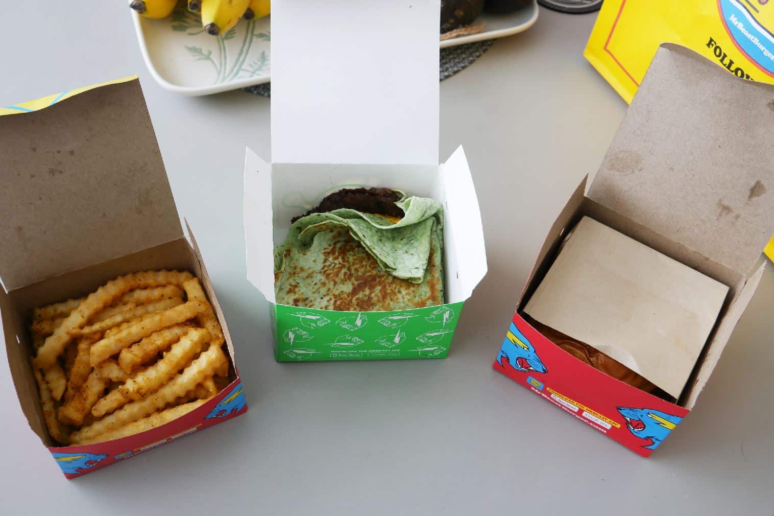 MrBeast Burger boxes fries