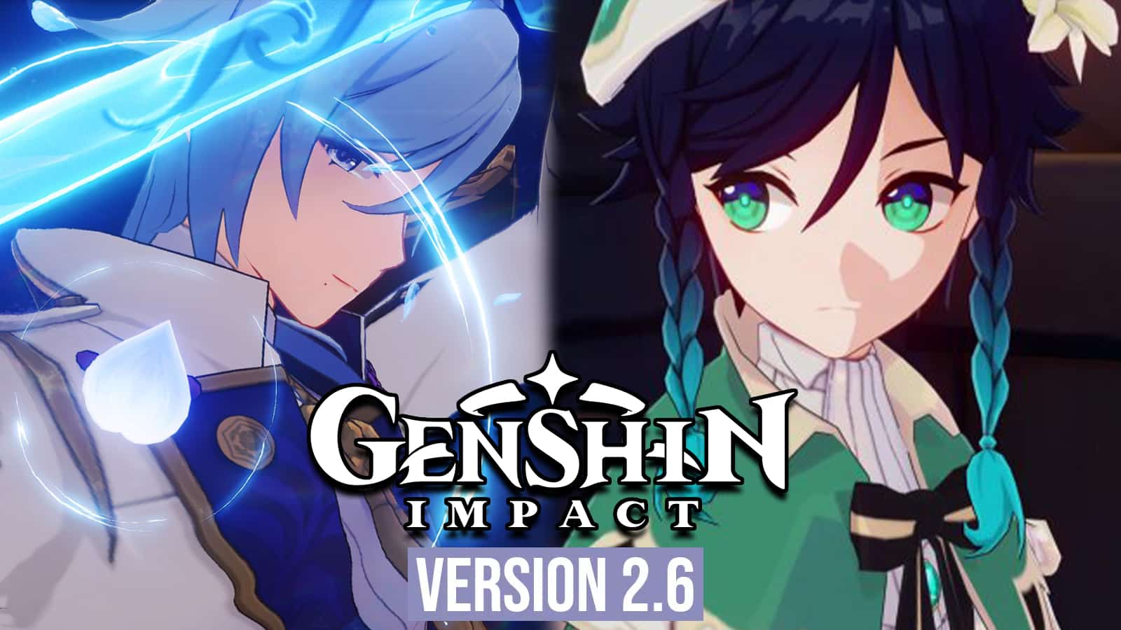 Genshin Impact Ayato next to Venti screenshot.